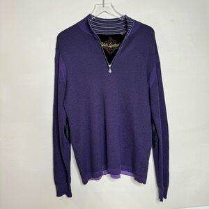 Robert Graham Men Purple 1/4 Zip Classic Fit Pullover Sweater